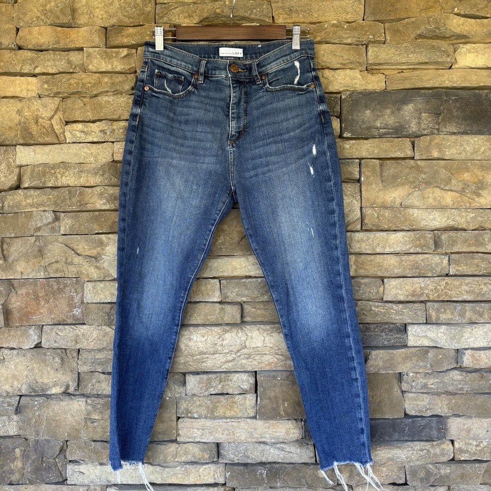 Ann Taylor Loft Womens 28/6 Modern Skinny Ankle Stretch‎ Distressed Blue Jean